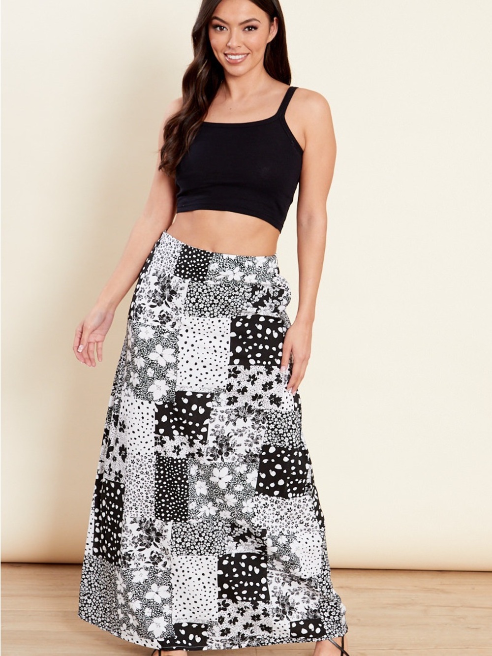 Nasty Gal Black & White Patchwork Maxi Skirt - Women